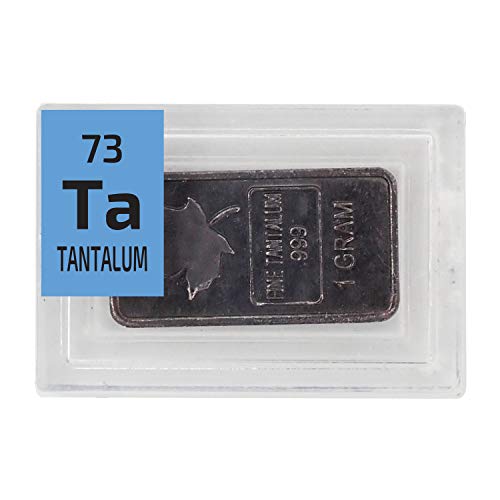 Tantalum Metal Bar\Ingot 1 Gram Maple Leaf .999 Pure in a PEGUYS Periodic Element Tile.