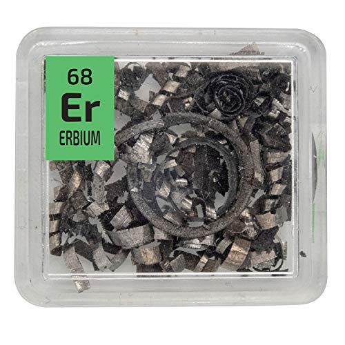 Erbium Metal Rare Earth 99.9% Pure Turnings Element Sample in a PEGUYS Periodic Element Tile