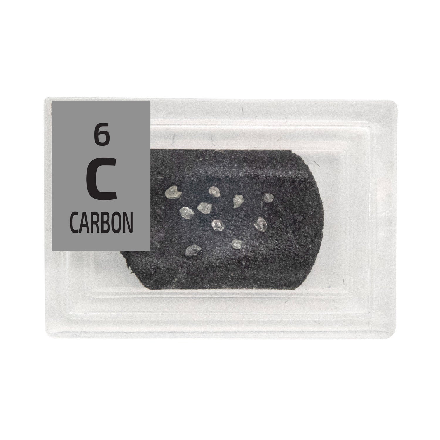 99.9% Pure Carbon Crystalline. Tiny Pure Natural Diamonds In a Periodic Element Tile - Small