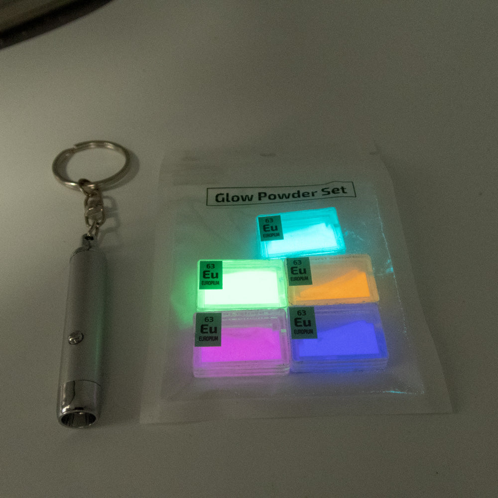 Europium Glow Powder Set in Mini PEGUYS Periodic Element Tiles