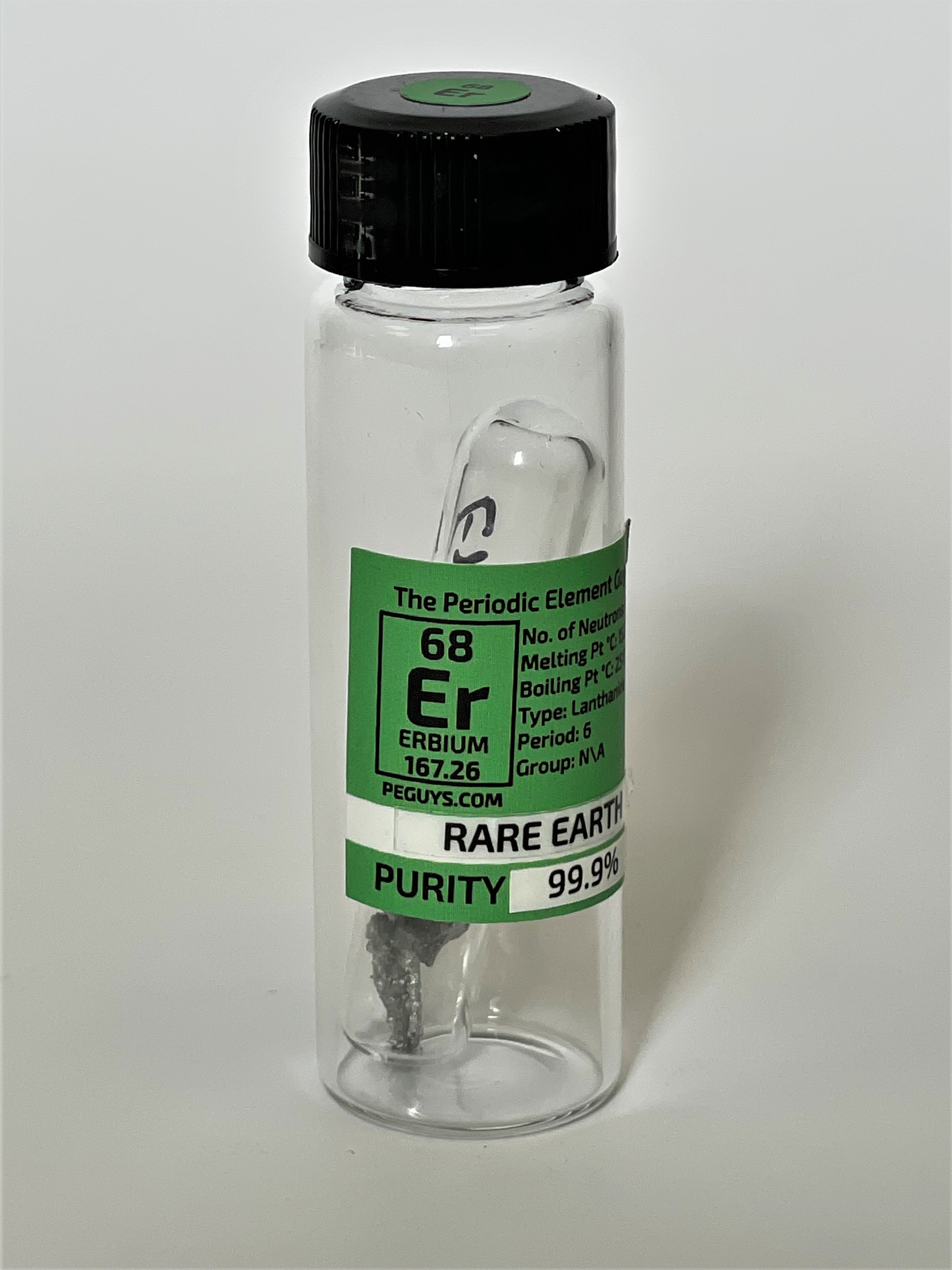 ERBIUM Metal 99.9% 1.5 Grams under Argon in glass ampoule in Labeled Glass Vial