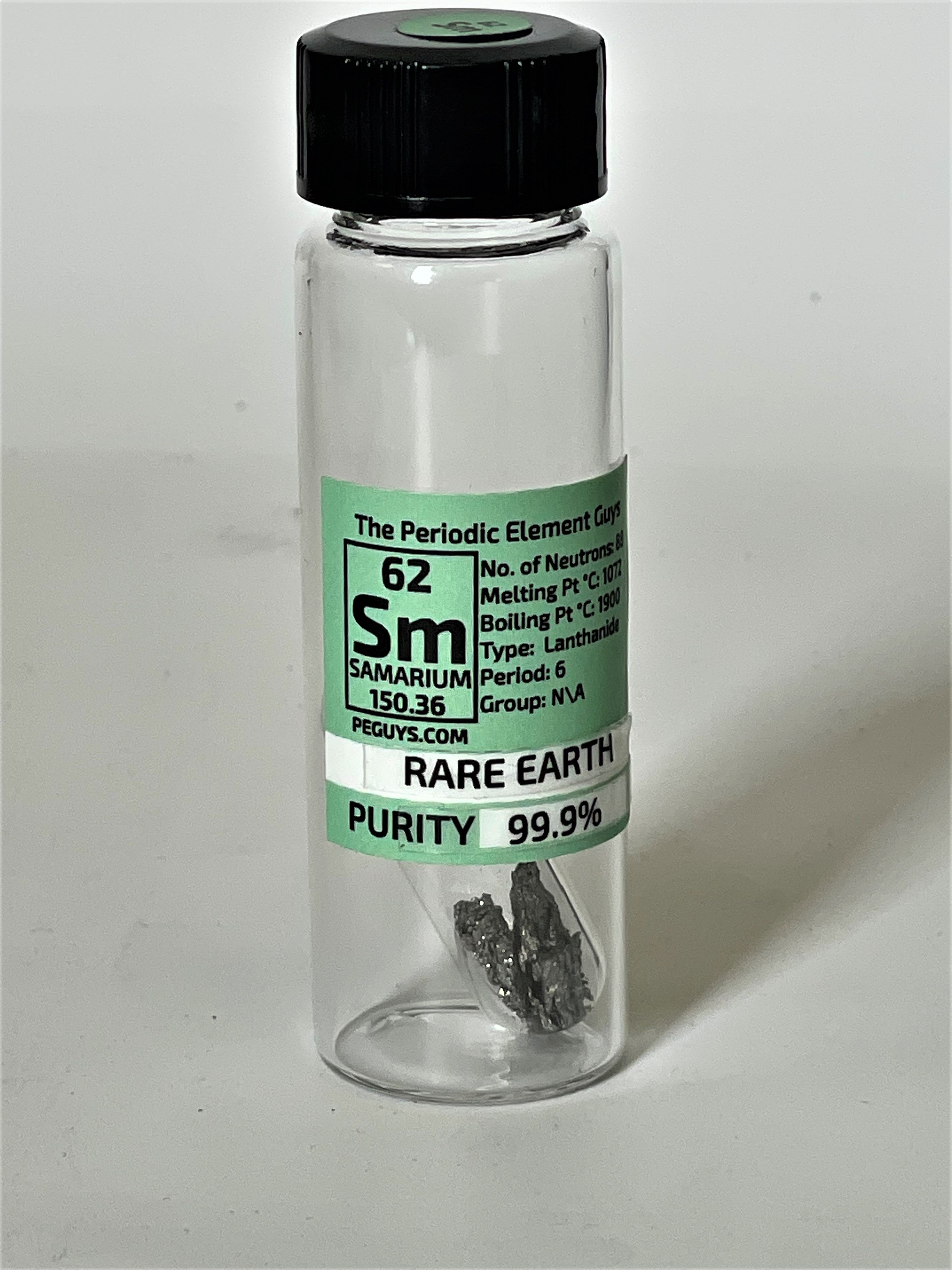 Samarium Metal Dendrites 99.9% 1 Gram + Clean Shiny under Argon in glass ampoule in Labeled Glass Vial