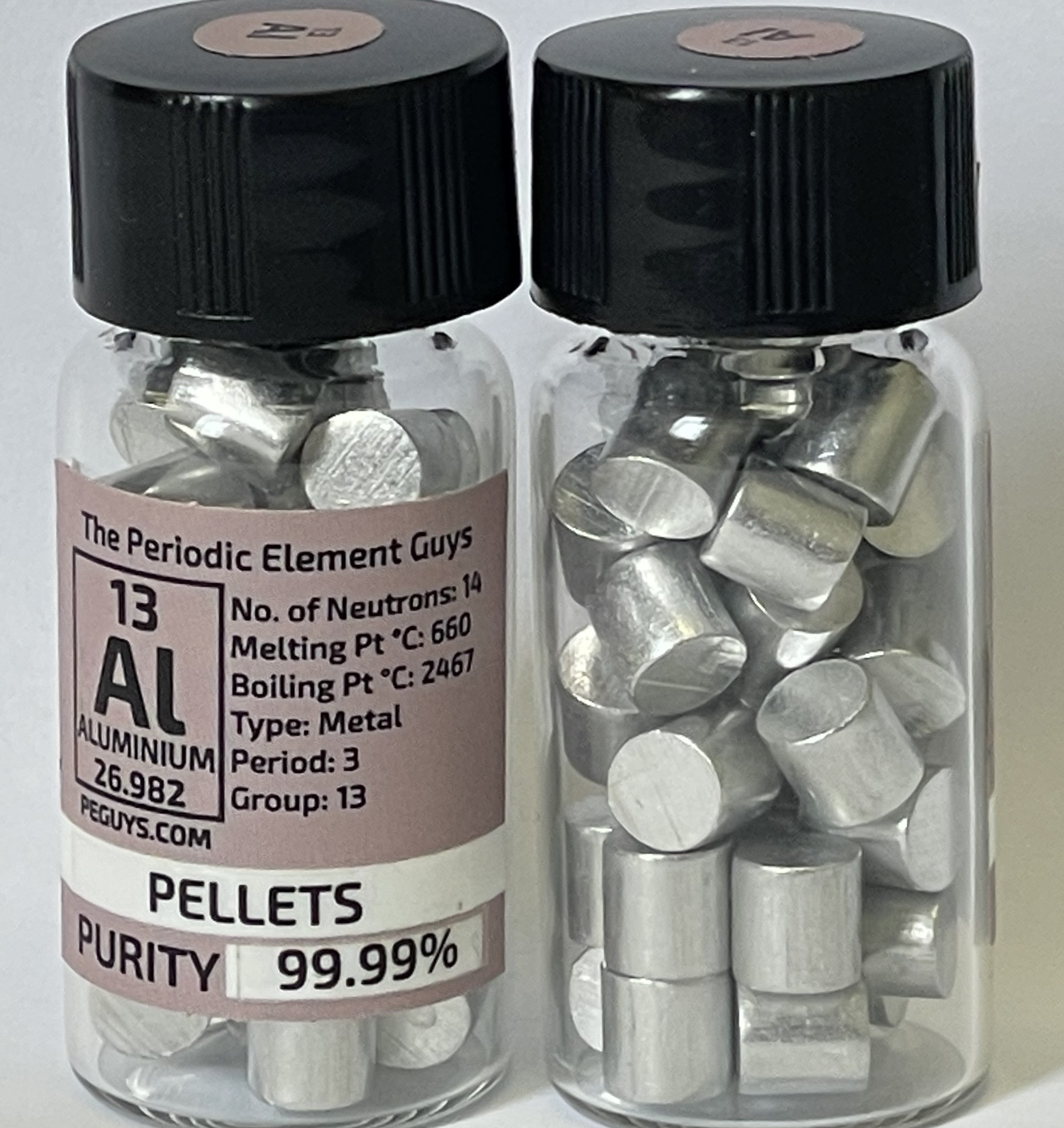 Aluminium Rods / Pellets 99.99% 15 Grams in our Labeled Periodic Element Bottle