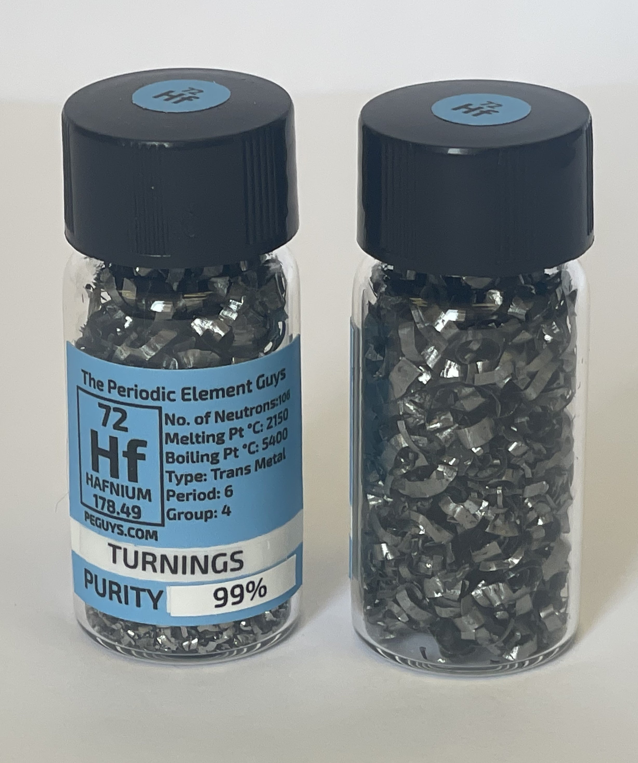 Hafnium Turnings 10 Grams 99% in our fully labeled Element Bottle