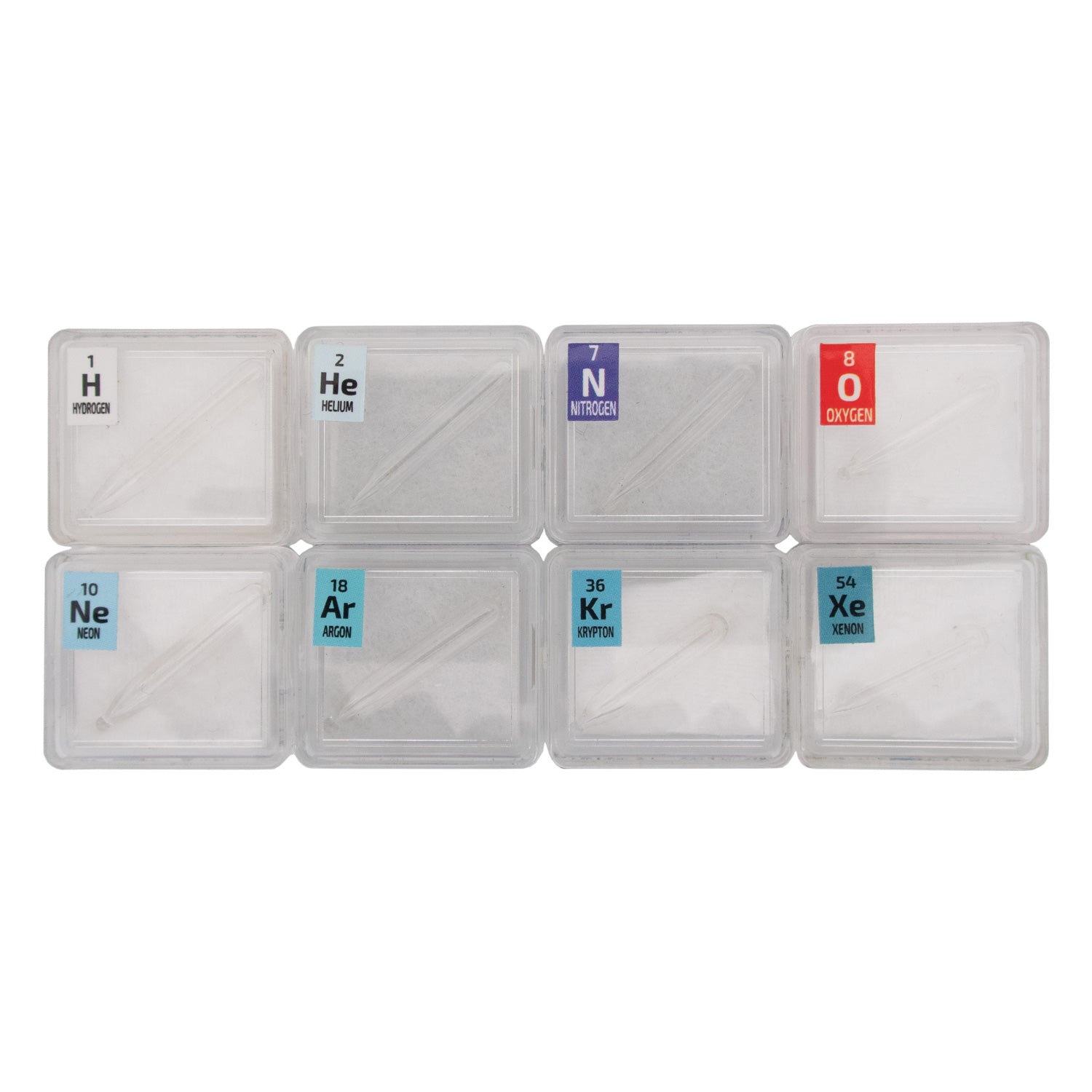 Low Pressure Gas Ampoule Set in Periodic Element Tiles - H , HE, N, O, NE, Ar, Kr, XE