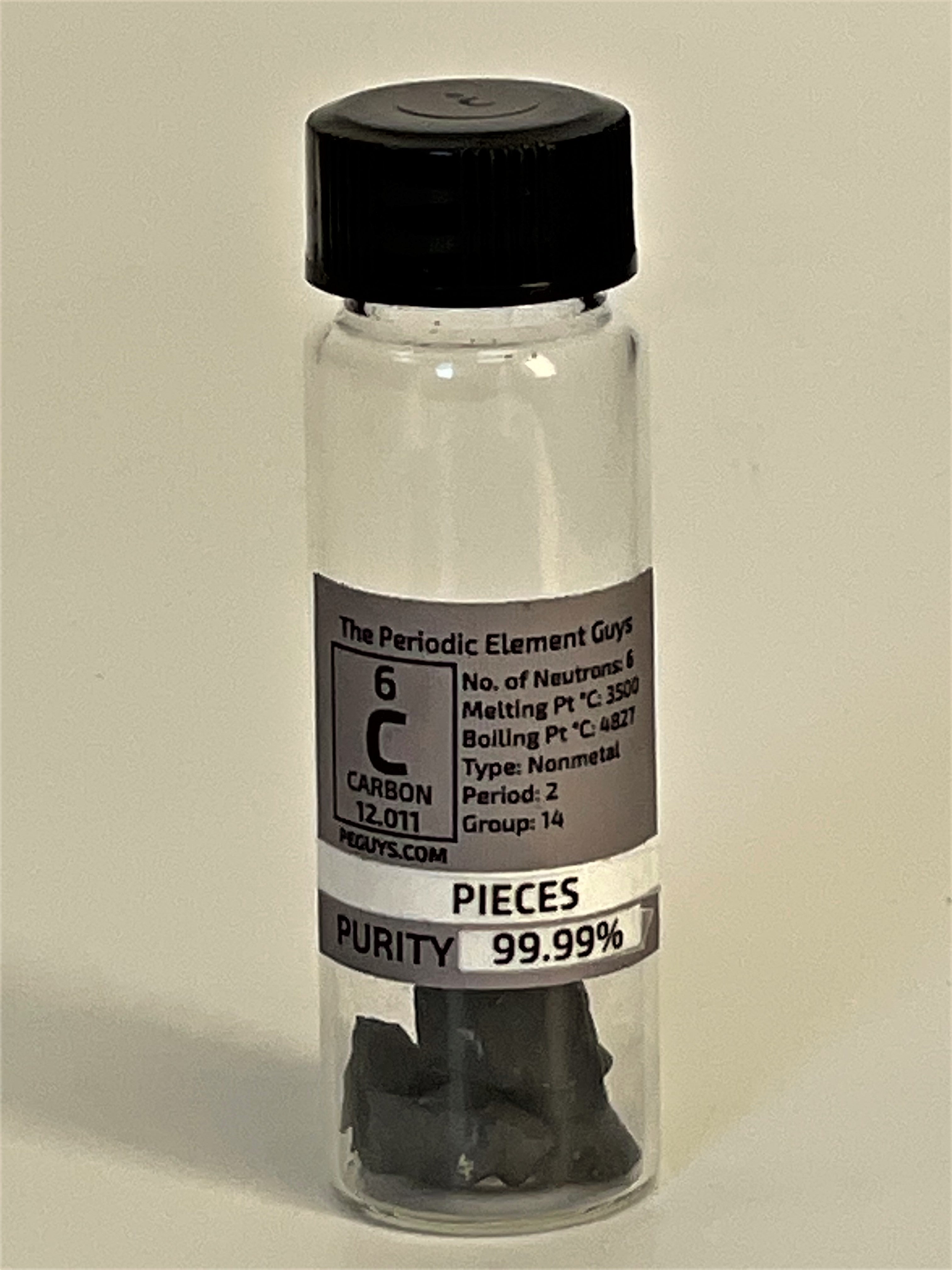 Carbon Graphite Pieces in New "Stand Tall Glass Vial.