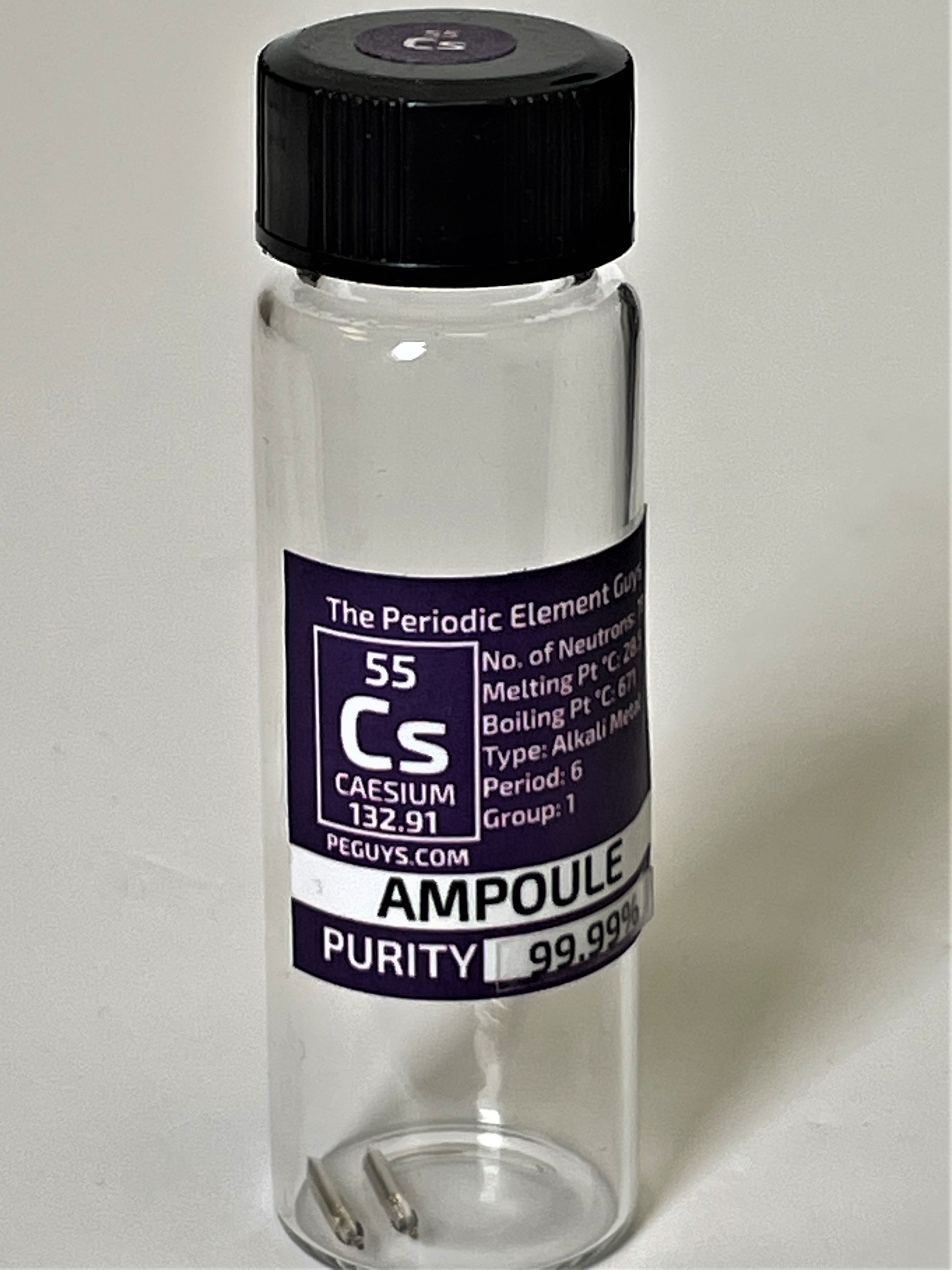 2 x 15mg Cesium Metal 99.99% Glass Ampoule In our new "Stand Tall Glass Vial"