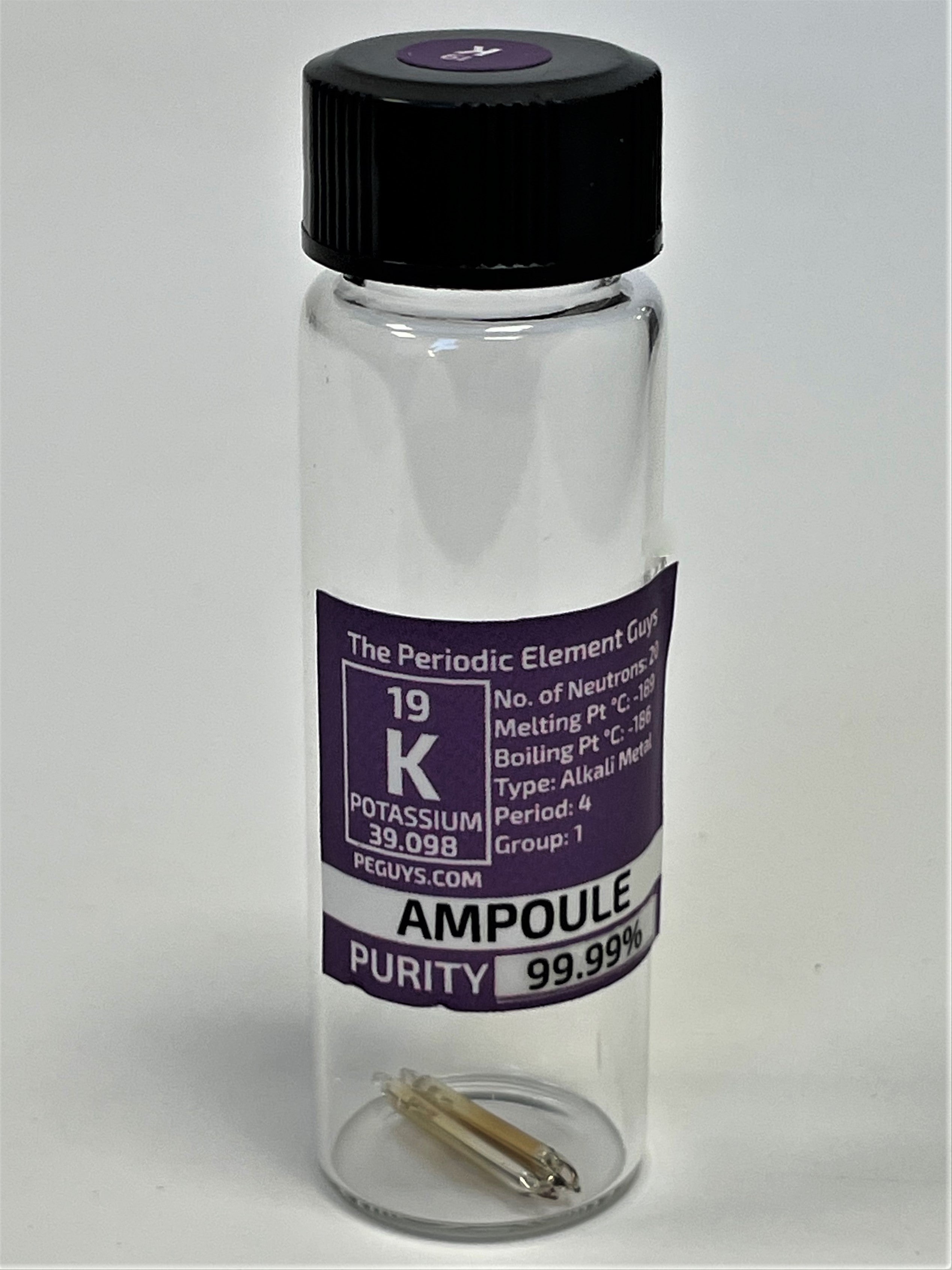 2 x 15mg Potassium 99.99% Glass Ampoule In our new Stand Tall Glass Vial