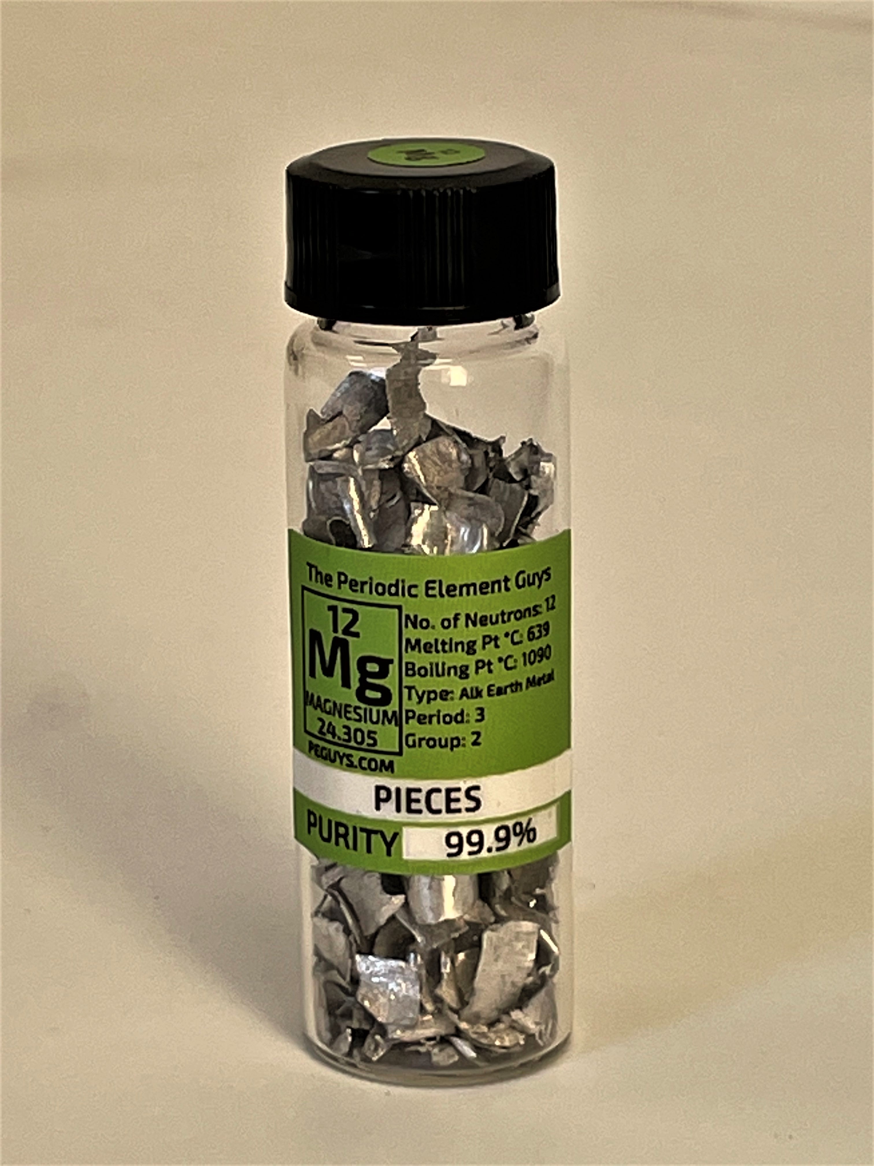 Magnesium Element Sample Pieces - Purity: 99.9% in New "Stand Tall Labeled Vial"