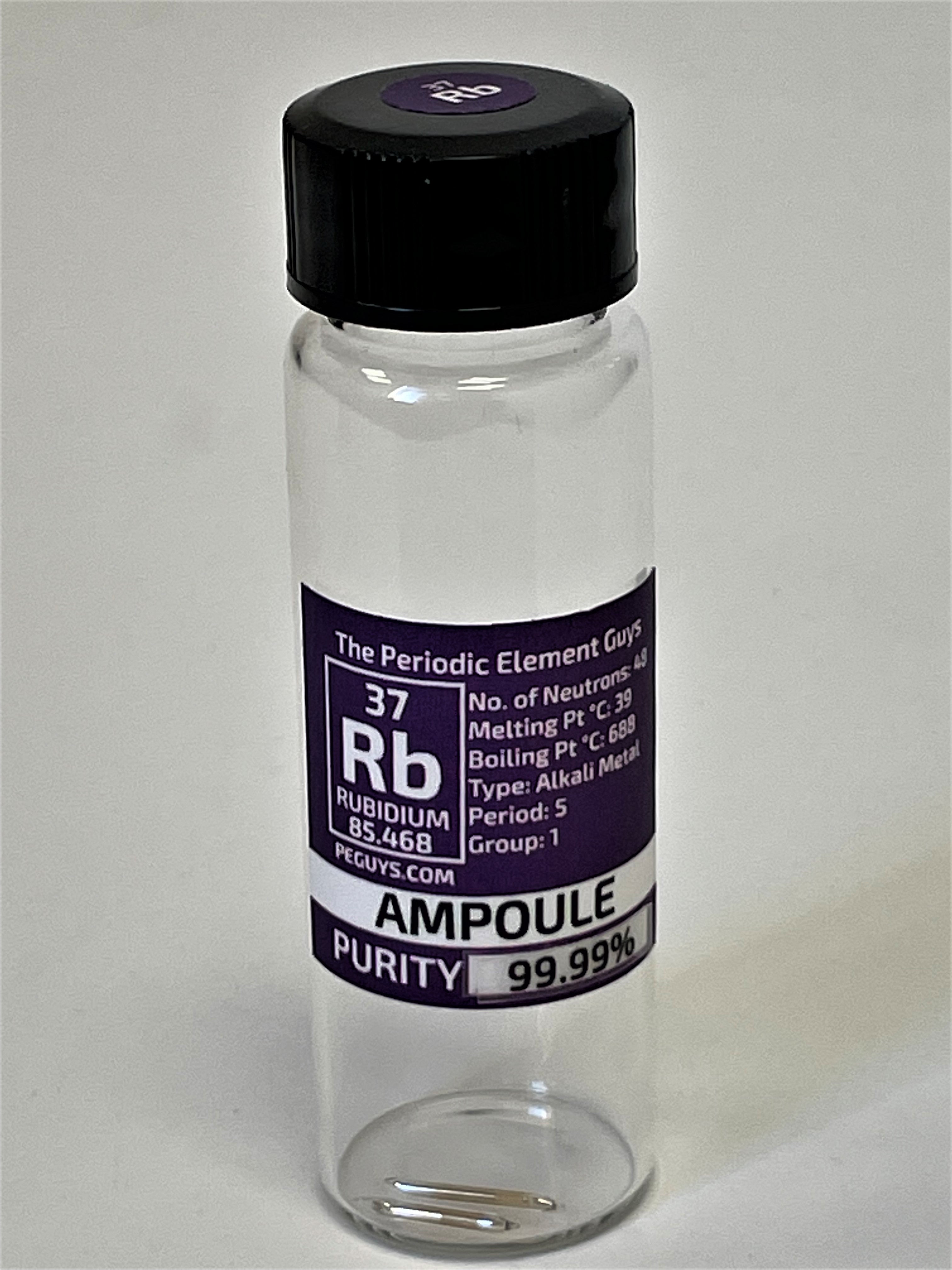 2 x 15mg Rubidium 99.99% Glass Ampoule In our new "Stand Tall Glass Vial"