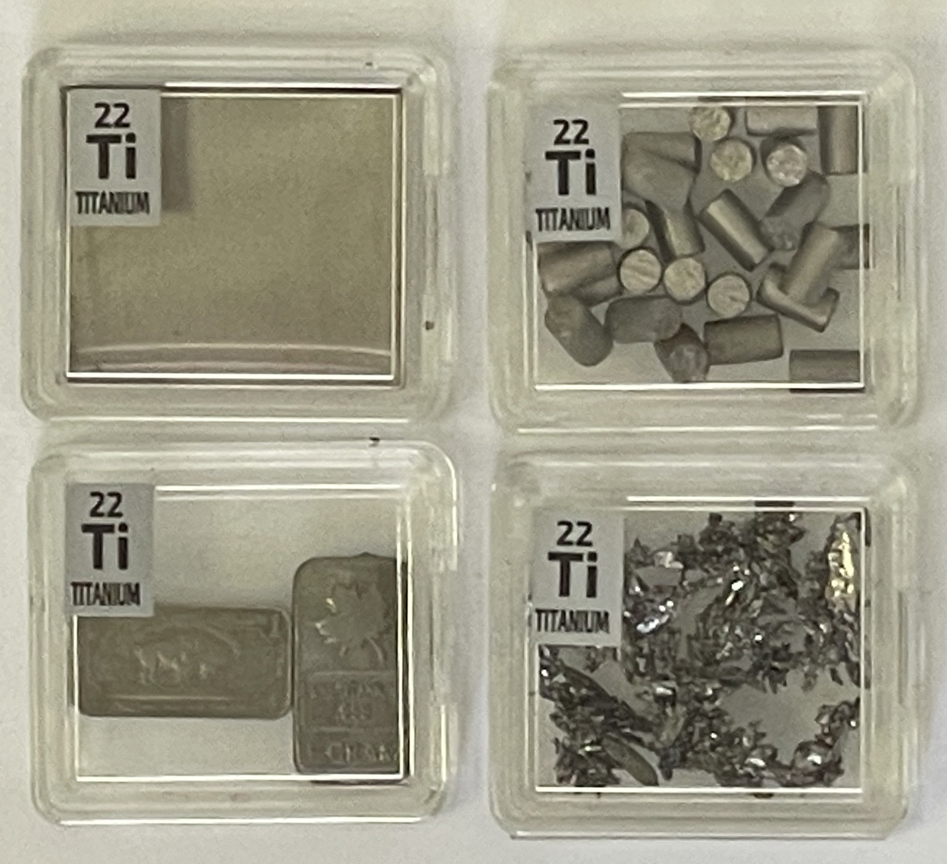 Titanium 99.9%  Foil, Pellets, Ingots, Crystal,  in our new thick Periodic Element tiles