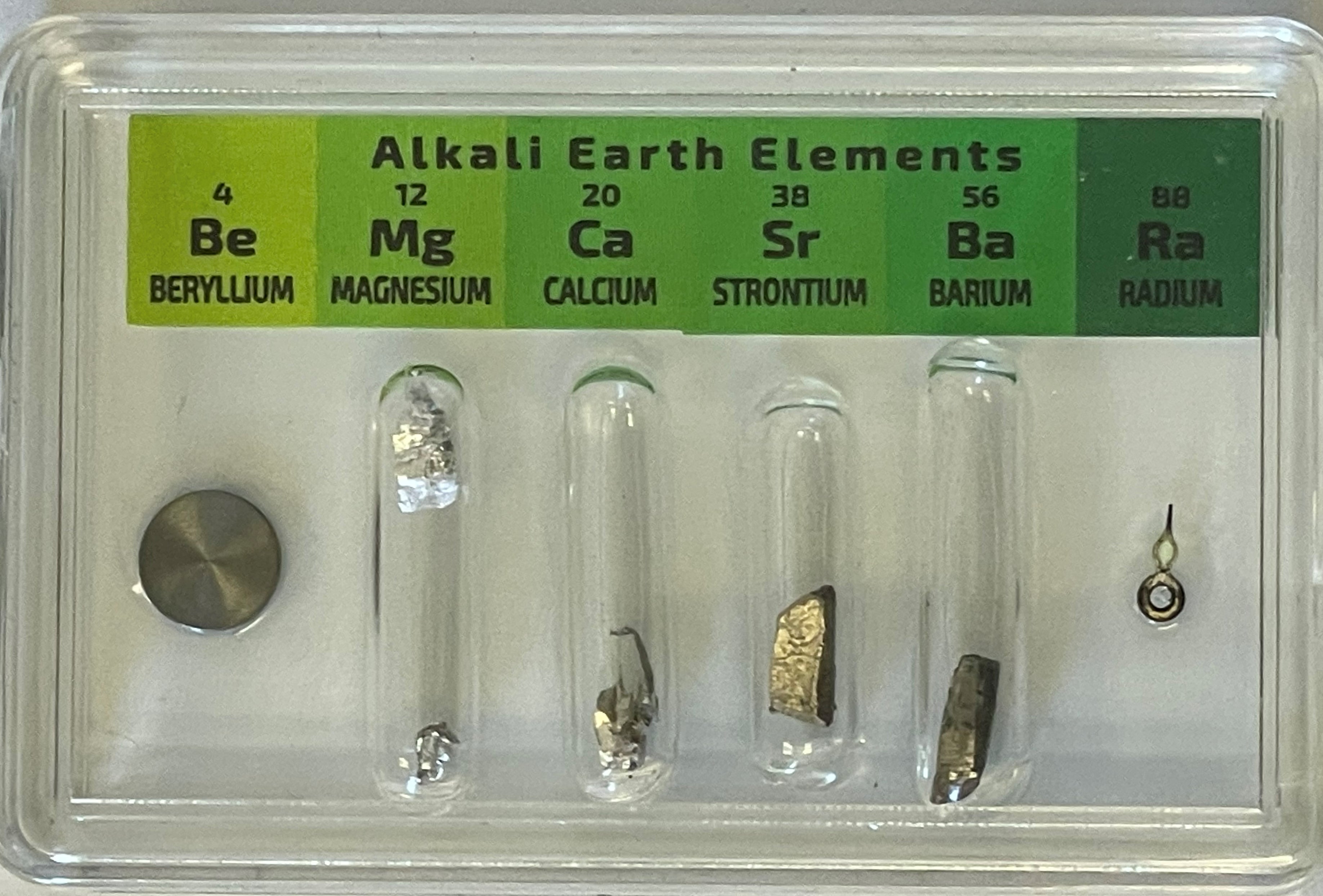 Micro Alkali Earth Metal Element set with reactive under argon Beryllium Barium Strontium