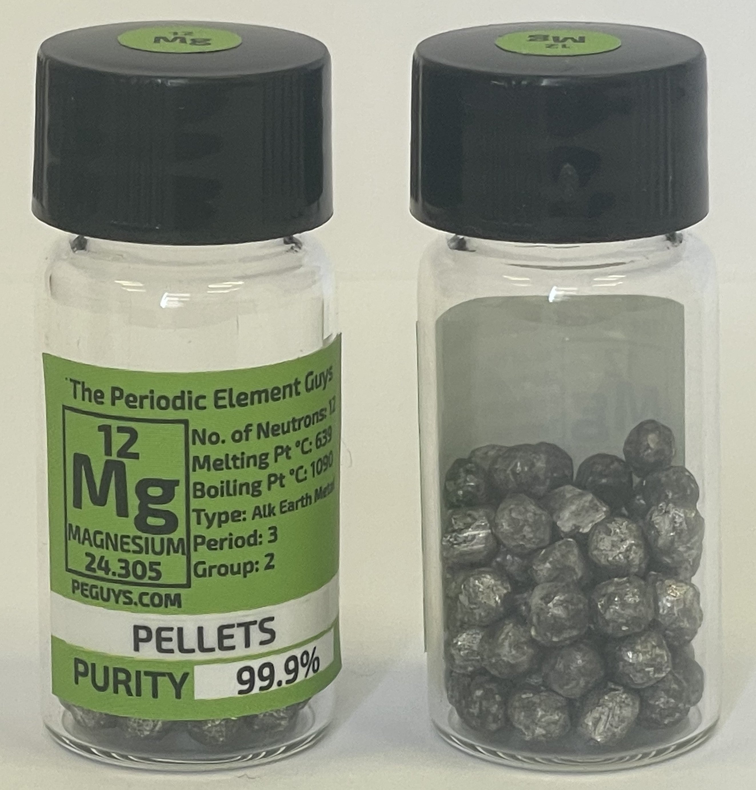 Magnesium Pellets, 99.9% 5 Grams in our fully labeled Glass Vial/Bottle