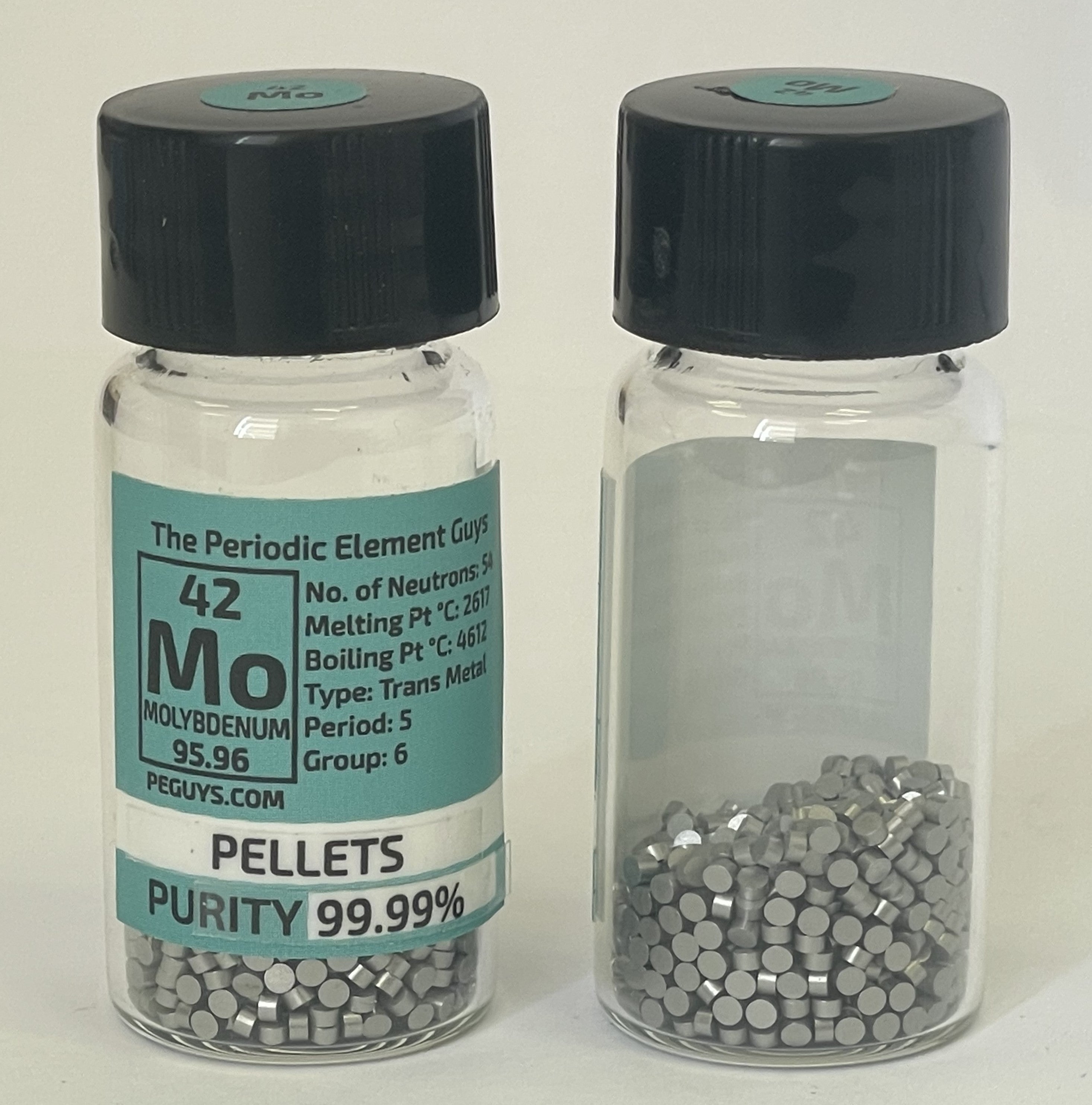 Molybdenum Metal Pellets 99.99% 15 Grams in our fully labeled Glass Vial/Bottle