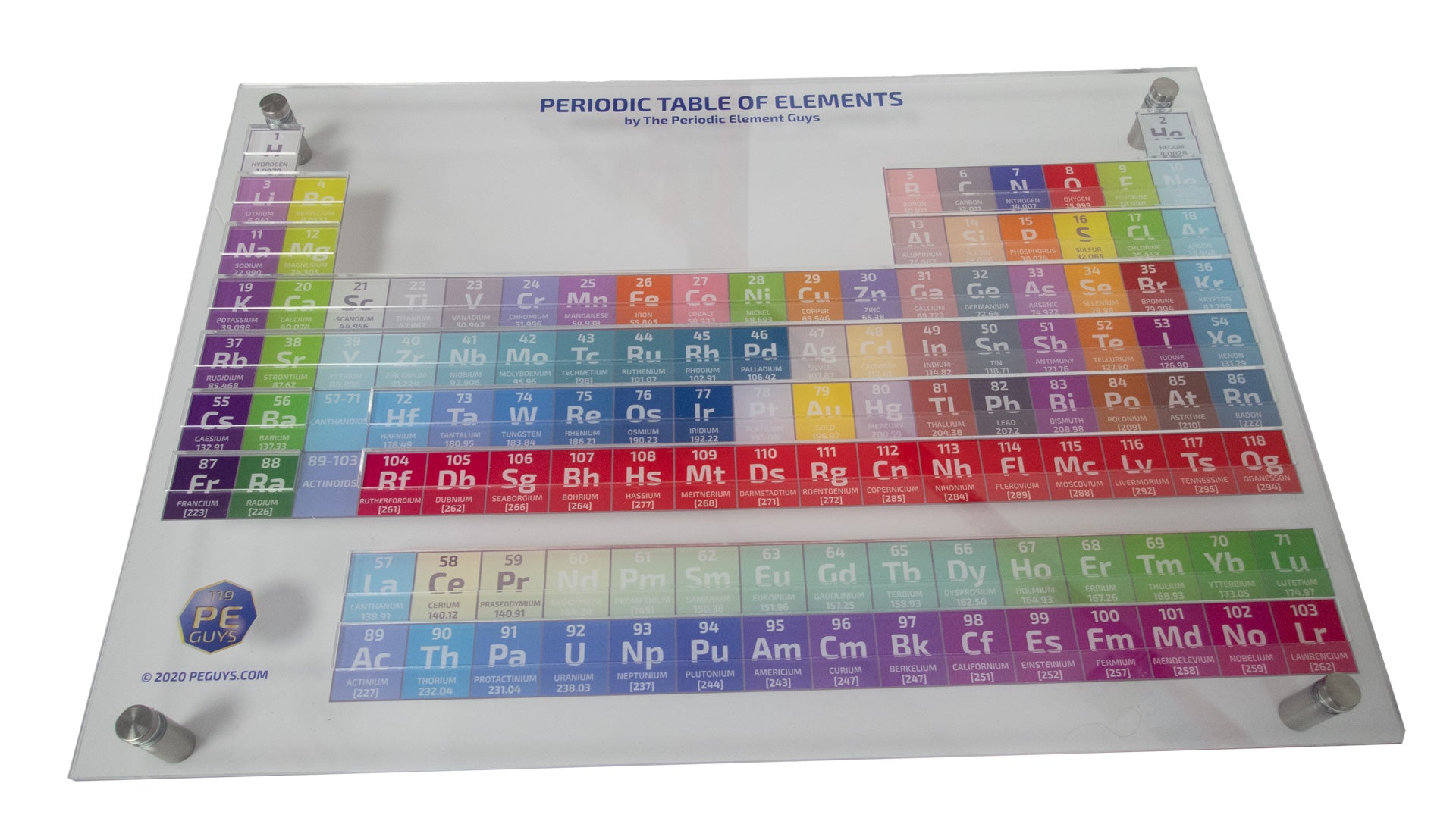 Up to 82 Pure Periodic Element Tiles with Acrylic Stand inc Rhodium Palladium