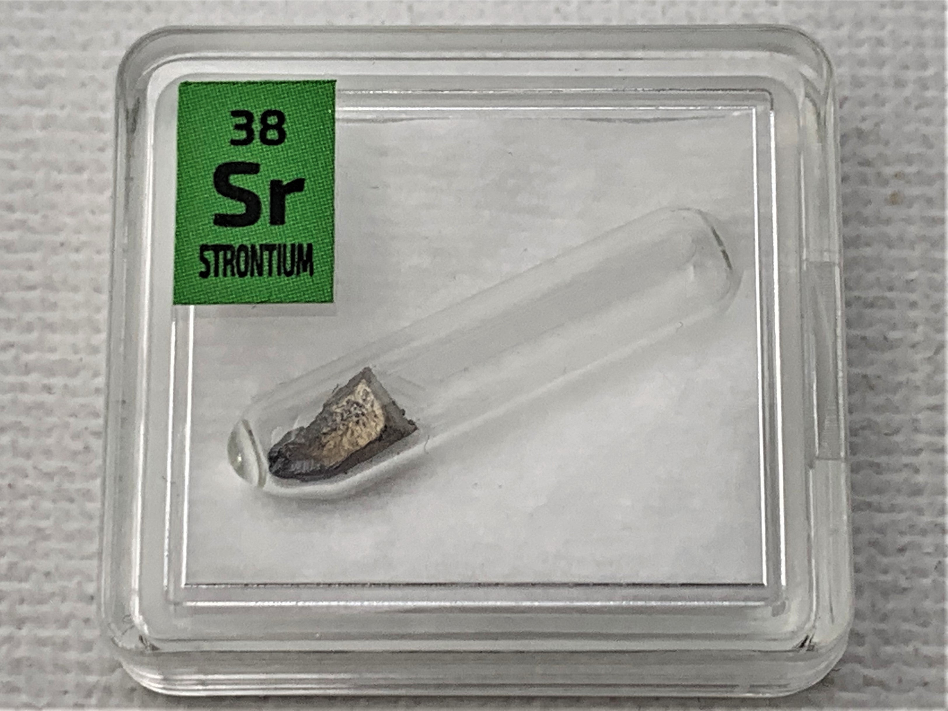 Strontium Metal in Glass ampoule under argon, Clean and Shiny 99.9% in a Periodic Element Tile