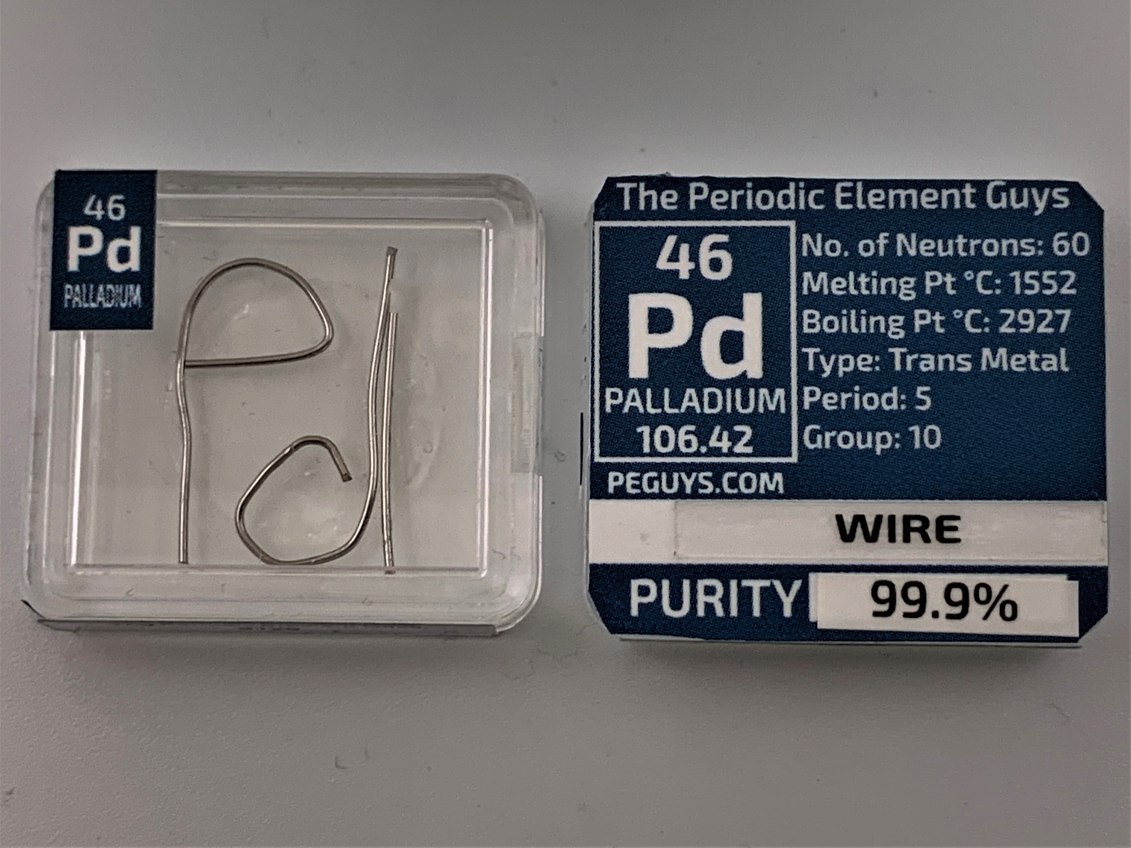 Palladium/ Iridium/ Platinum/ Gold Metal Wire 99.9% 0.20 Grams in a Periodic Element Tile WIRED ELEMENTS Edition