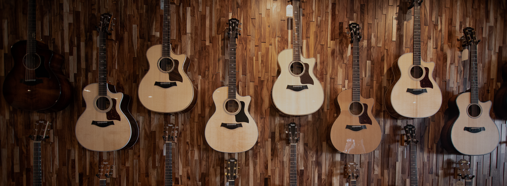 Wall of acoustic guitars at Walt Grace Vintage