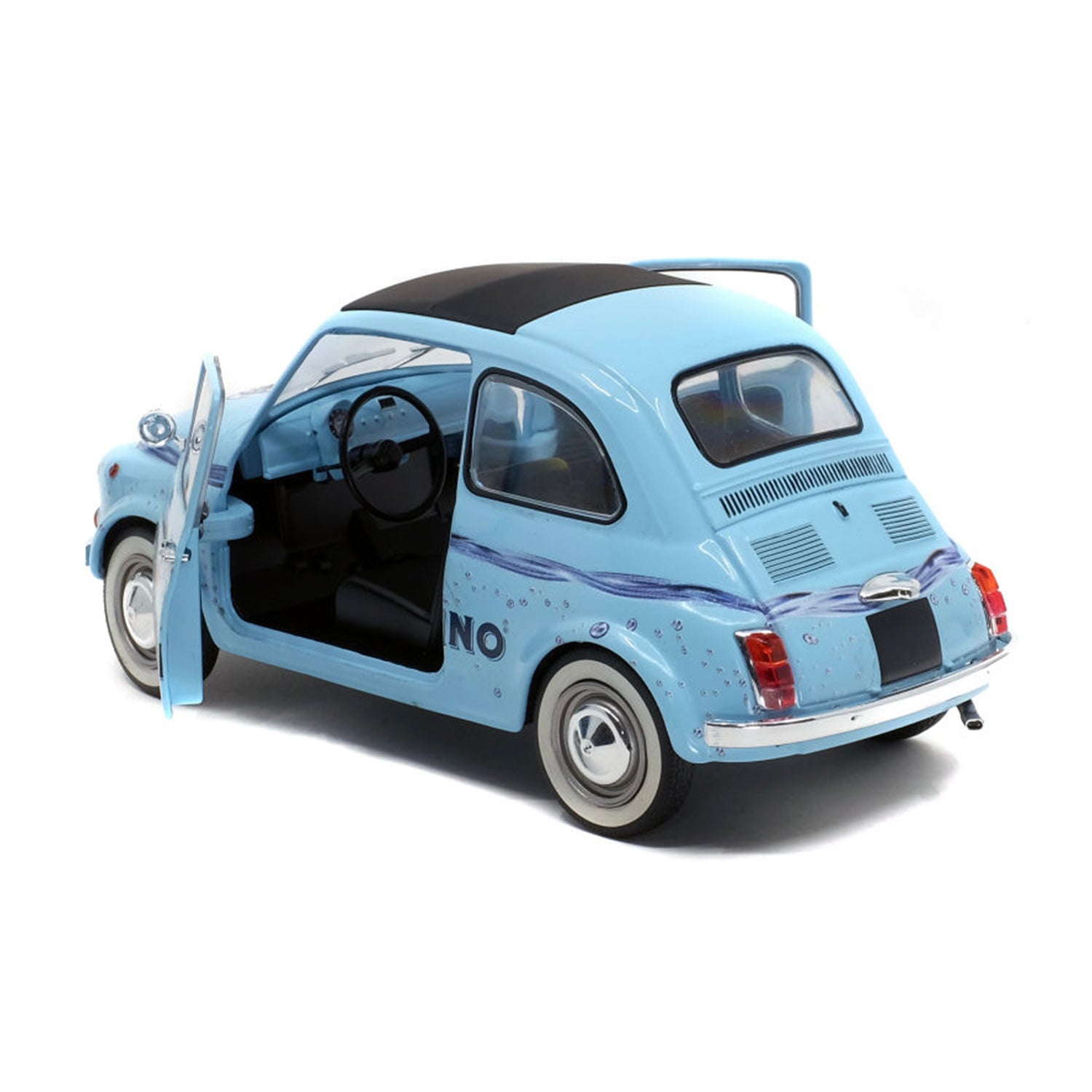 Solido Fiat 500 San Pellegrino 1 18 Scale Model Light Blue Walt Grace Vintage