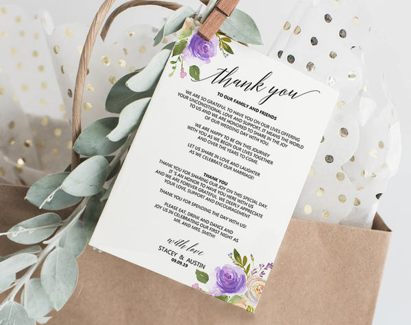 Wedding Thank You Cards Template Printable Thank You Card