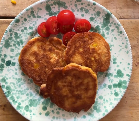 Sweetcorn Fritters with Quick Salsa by Lizzie King