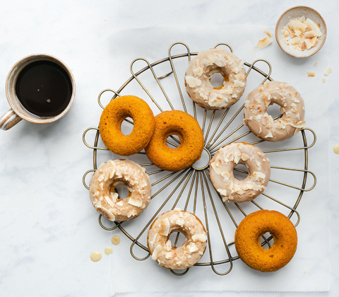 Baked Pumpkin Doughnuts with a Toasted Coconut and Maple Glaze by Emma Hatcher