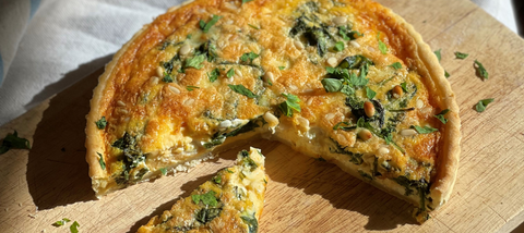 Spinach & Feta Quiche with Pine Nuts