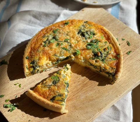 Spinach & Feta Quiche with Pine Nuts by Lizzie King