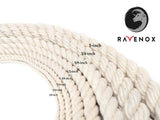 Ravenox Natural Twisted Cotton Rope | (Natural White)(3/8 Inch x 1000 Feet) | Made in The USA | Strong Triple-Strand Rope for Sports, Décor, Pet Toys, Crafts, Macramé & Indoor Outdoor Use
