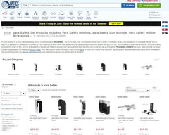 A screenshot of the Optics Planet website, featuring the Vara Safety catalogue of Reach and accessories.