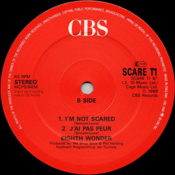 Eighth Wonder : Im Not Scared (12, Single) 3