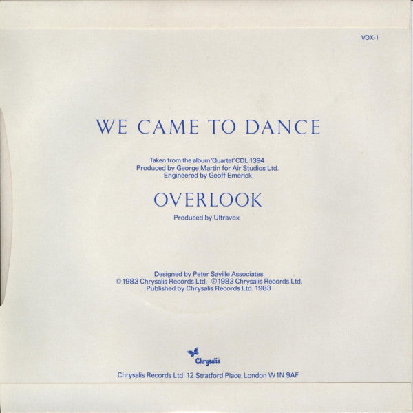 Ultravox : We Came To Dance (7, Single, Cle) 1