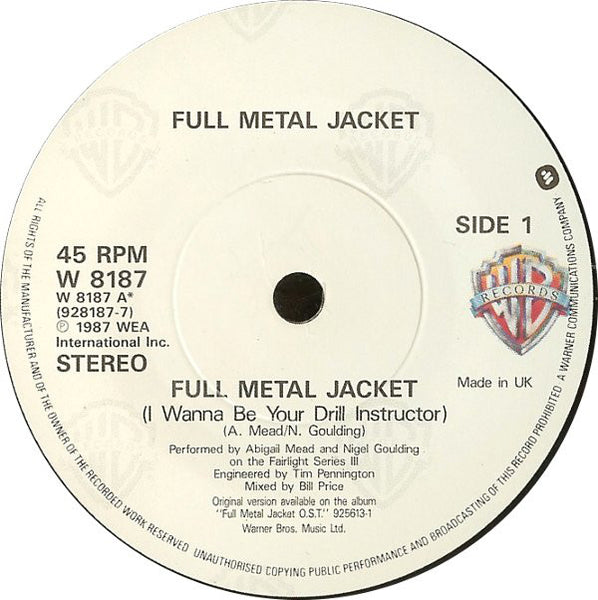 Abigail Mead & Nigel Goulding : Full Metal Jacket (I Wanna Be Your Drill Instructor) / Sniper (7, Single, Pap) 2