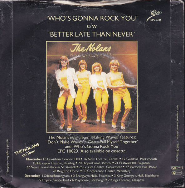 The Nolans : Whos Gonna Rock You (7, Single, Pap) 1