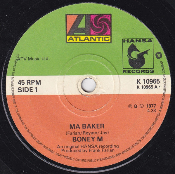 Boney M. : Ma Baker (7, Single, Pap) 0