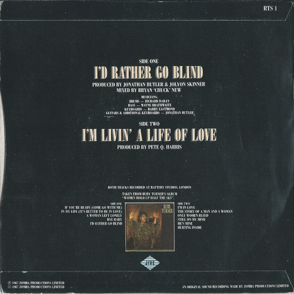 Ruby Turner : Id Rather Go Blind (7, Single, M/Print) 1