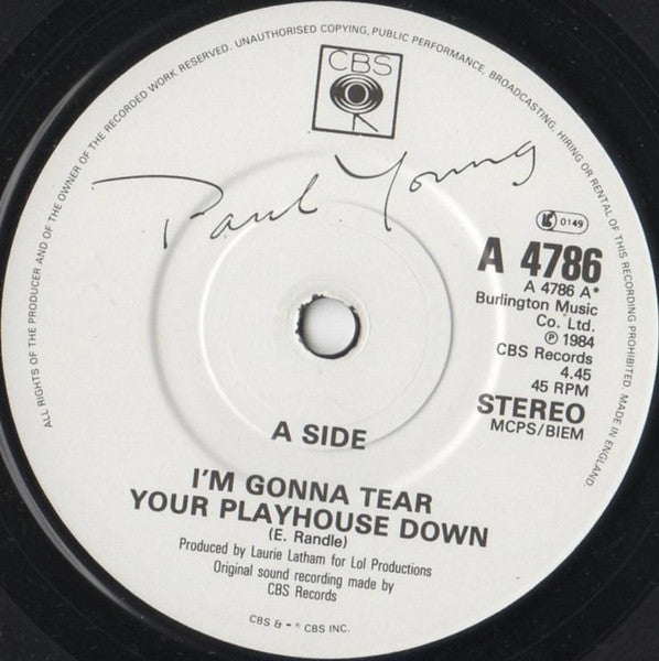 Paul Young : Im Gonna Tear Your Playhouse Down (7, Single) 2