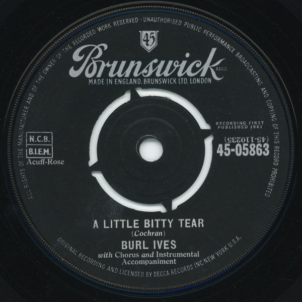 Burl Ives : A Little Bitty Tear (7, Single) 0