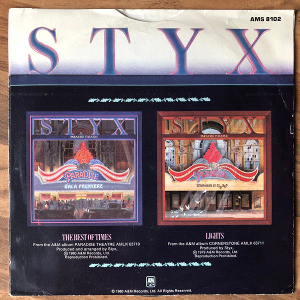 Styx : The Best Of Times (7, Single, Etch) 3