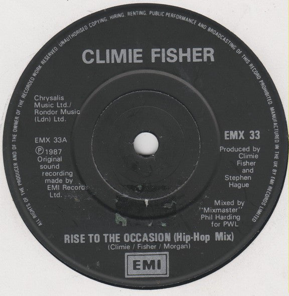 Climie Fisher : Rise To The Occasion (Hip Hop Mix) (7, Single) 2
