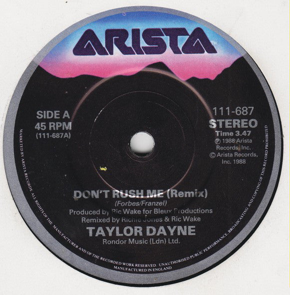 Taylor Dayne : Dont Rush Me (7, Single) 2