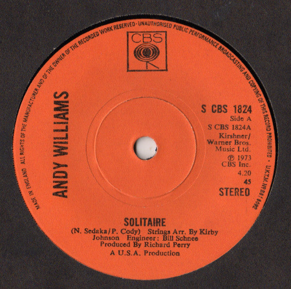 Andy Williams : Solitaire (7, Single) 0