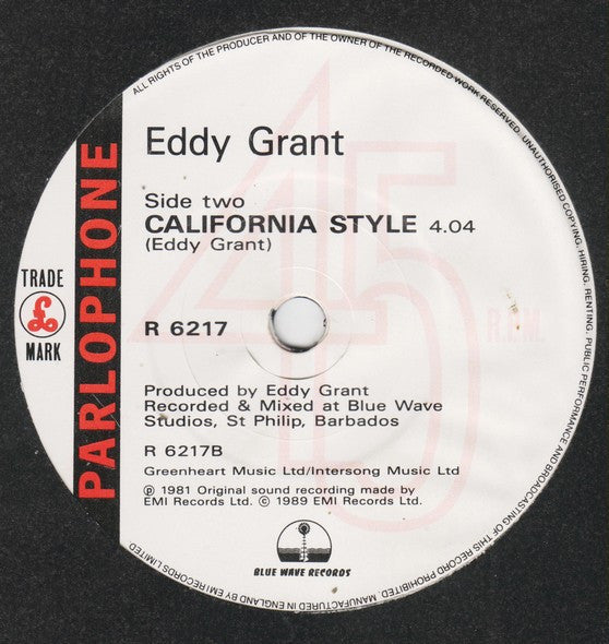 Eddy Grant : Walking On Sunshine (7, Single) 3