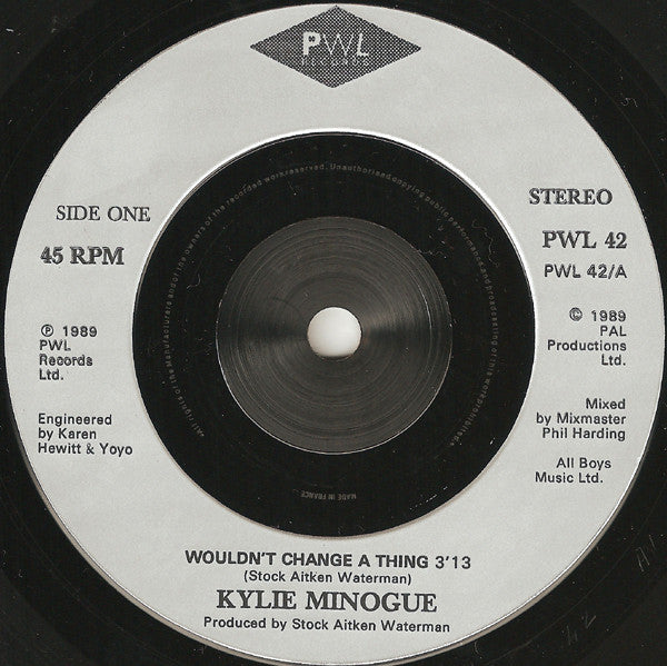 Kylie Minogue : Wouldnt Change A Thing (7, Single, Sil) 2