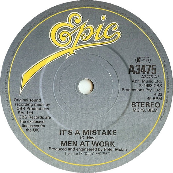 Men At Work : Its A Mistake (7, Single, Pap) 2