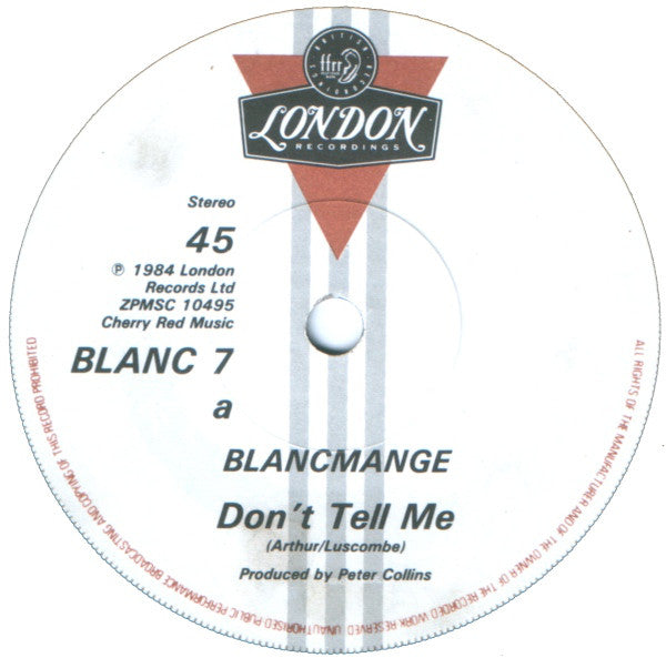 Blancmange : Dont Tell Me (7, Single, Pap) 2