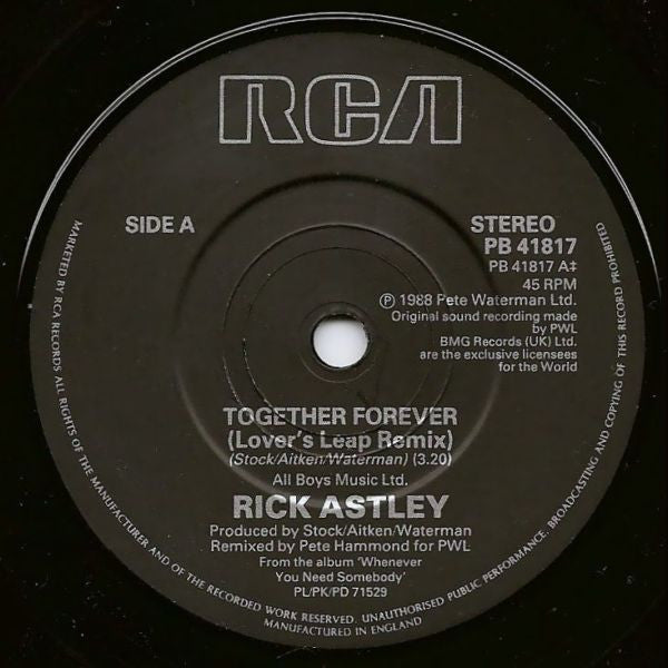 Rick Astley : Together Forever (7, Single, Pap) 2