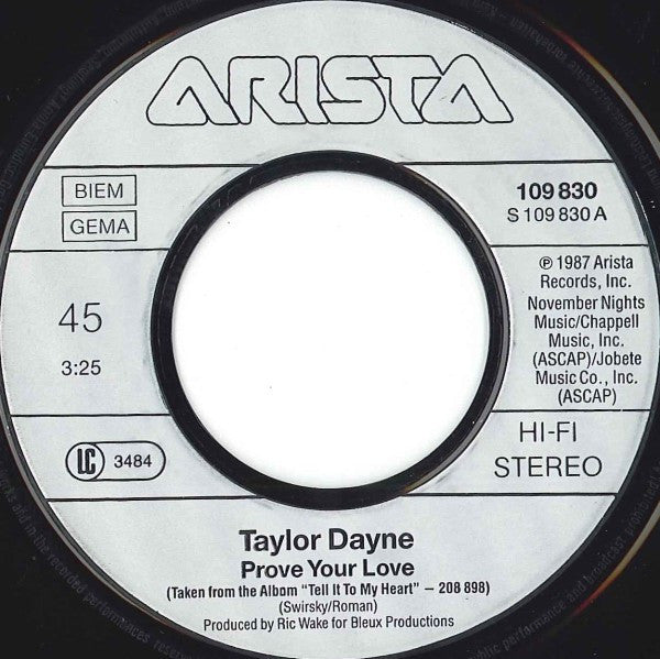 Taylor Dayne : Prove Your Love (7, Single) 2