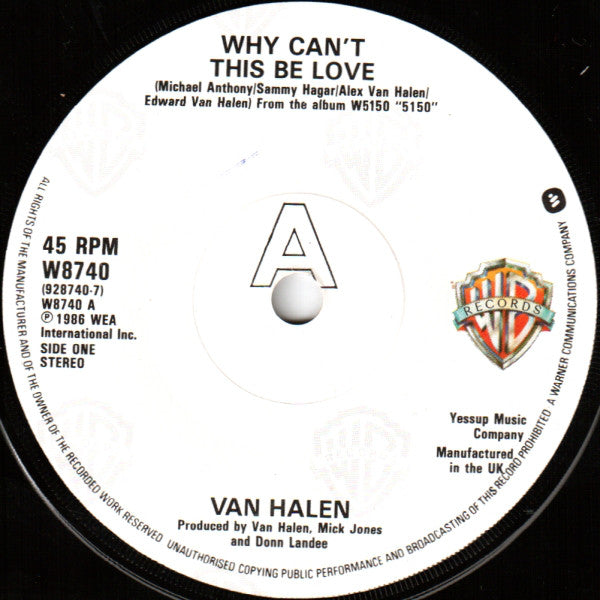 Van Halen : Why Cant This Be Love (7, Single, Pap) 2