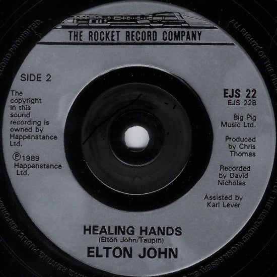 Elton John : Sacrifice / Healing Hands (7, Single, RE, Sil) 3